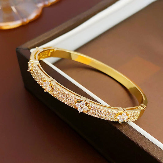 Four-Leaf Clover 18K Gold Plated Bracelet for Women