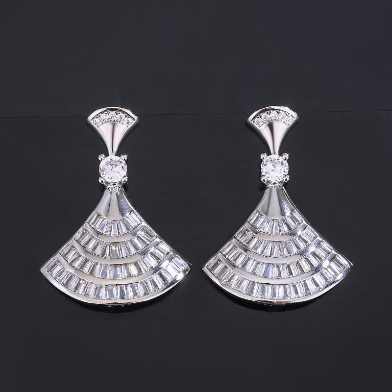 S925 Diamond Silver Skirt Shape Pendant Necklaces For Women