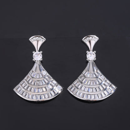 S925 Diamond Silver Skirt Shape Pendant Necklaces For Women