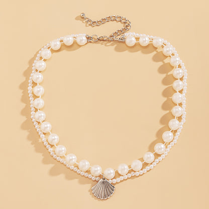 Scallop Pendant Women's Pearl Necklace