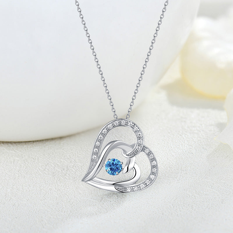 S925 Heart Pendant with Moissanite Diamonds Necklace for Women