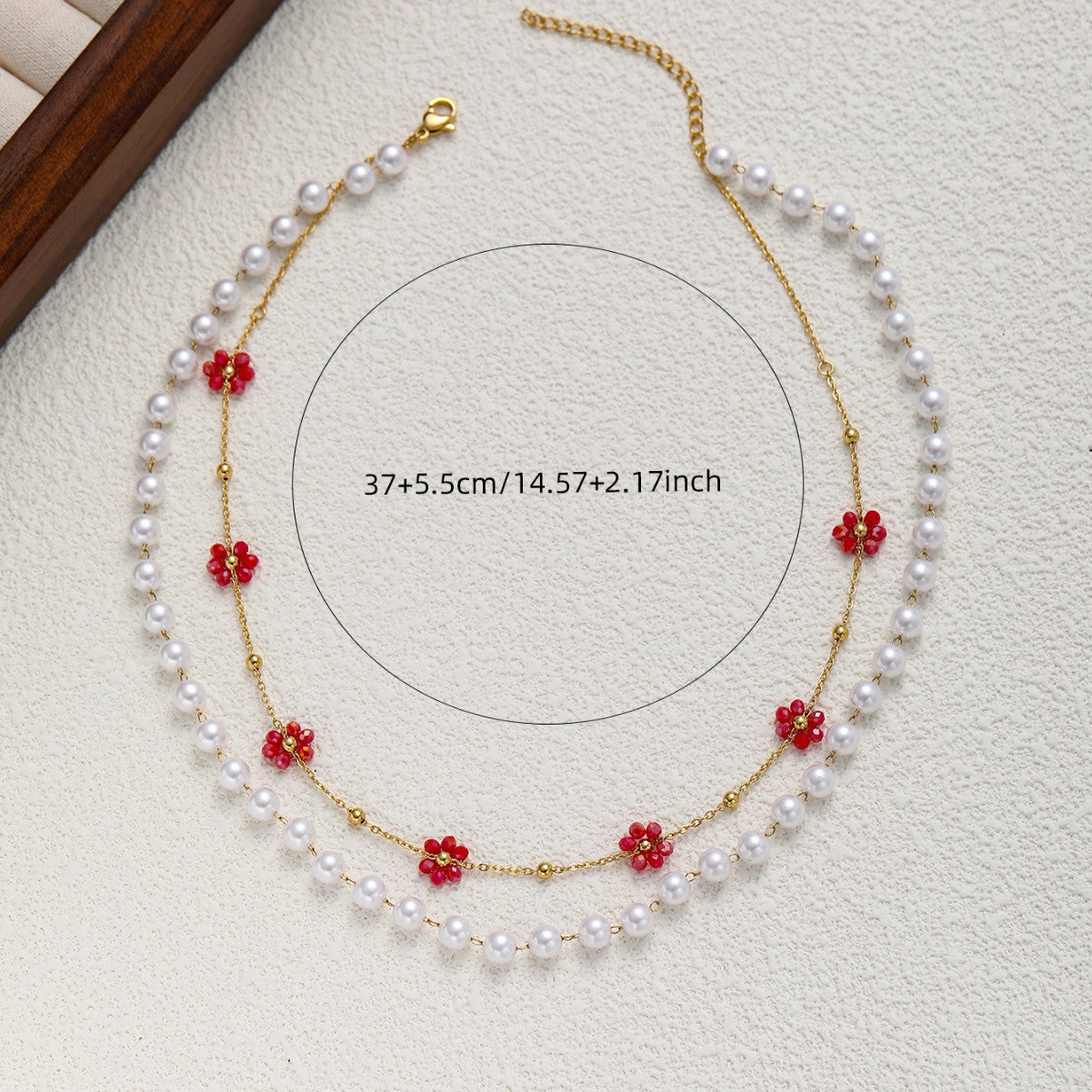 18K Gold Double Layers Wearing Flower Pearls Necklaces For Women