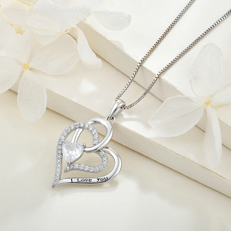 S925 Heart Pendant with Zirconia Necklace for Women