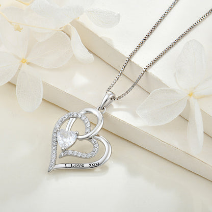 S925 Heart Pendant with Zirconia Necklace for Women