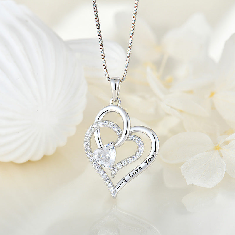 S925 Heart Pendant with Zirconia Necklace for Women