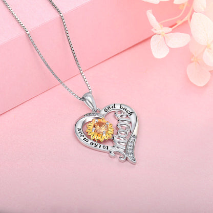 S925 Heart Pendant with Moissanite Diamonds Necklace for Women(Gift for Mom）