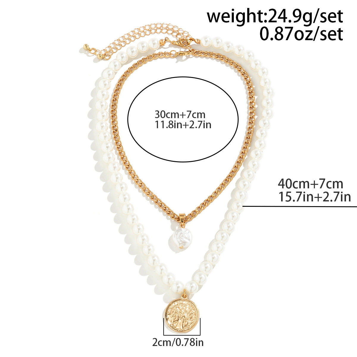 Stacked Double Pendant Pearl Necklace for Women