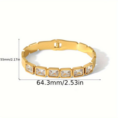 18K Gold Geometric Shape Gemstone Women's Bracelet