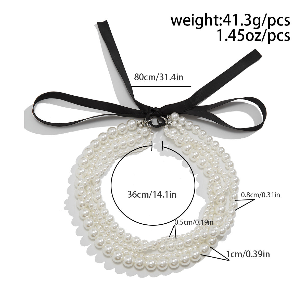 Ribbon Snap Clip Pearls Necklace for Women