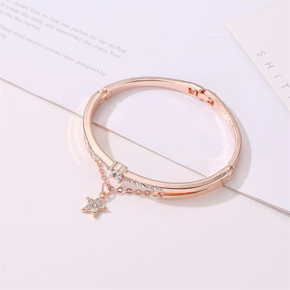 Star Pendant with Moissanite Diamonds Bracelet for Women