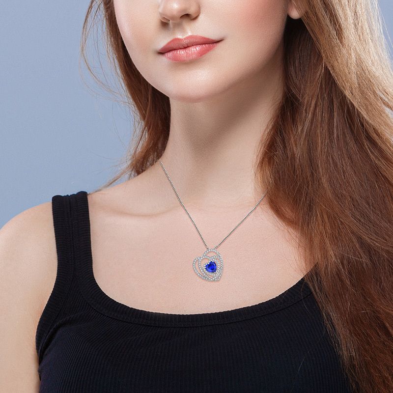 S925 Heart Pendant with Zirconia Necklace for Women