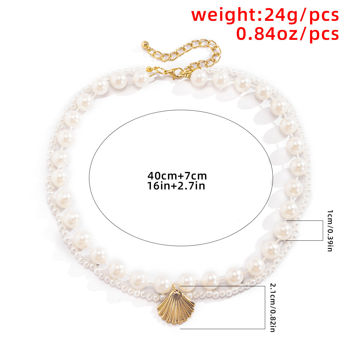 Scallop Pendant Women's Pearl Necklace