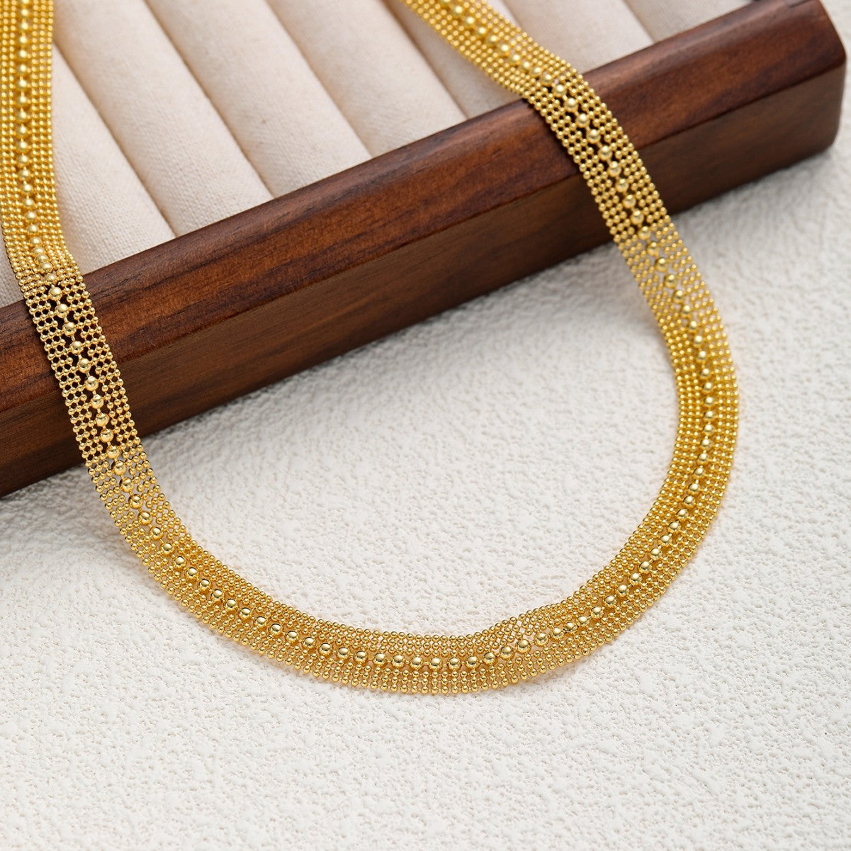 18K Gold Cuban Plain Chain Necklaces for Women