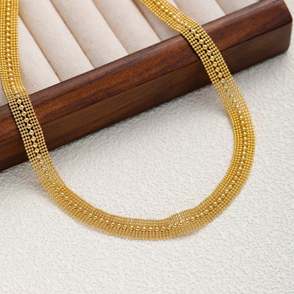 18K Gold Cuban Plain Chain Necklaces for Women