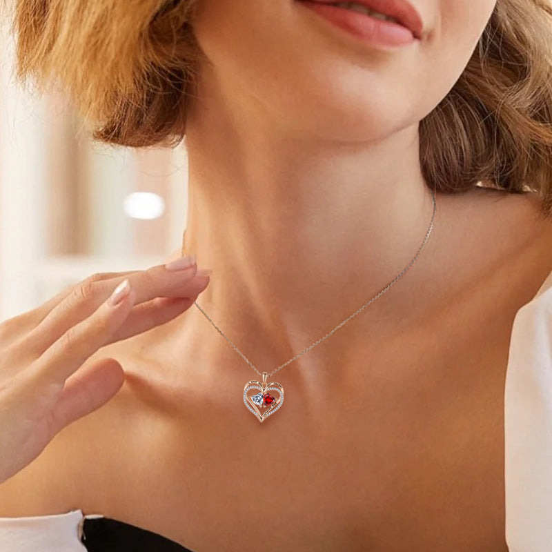 S925 Heart Pendant with Zirconia Necklace for Women