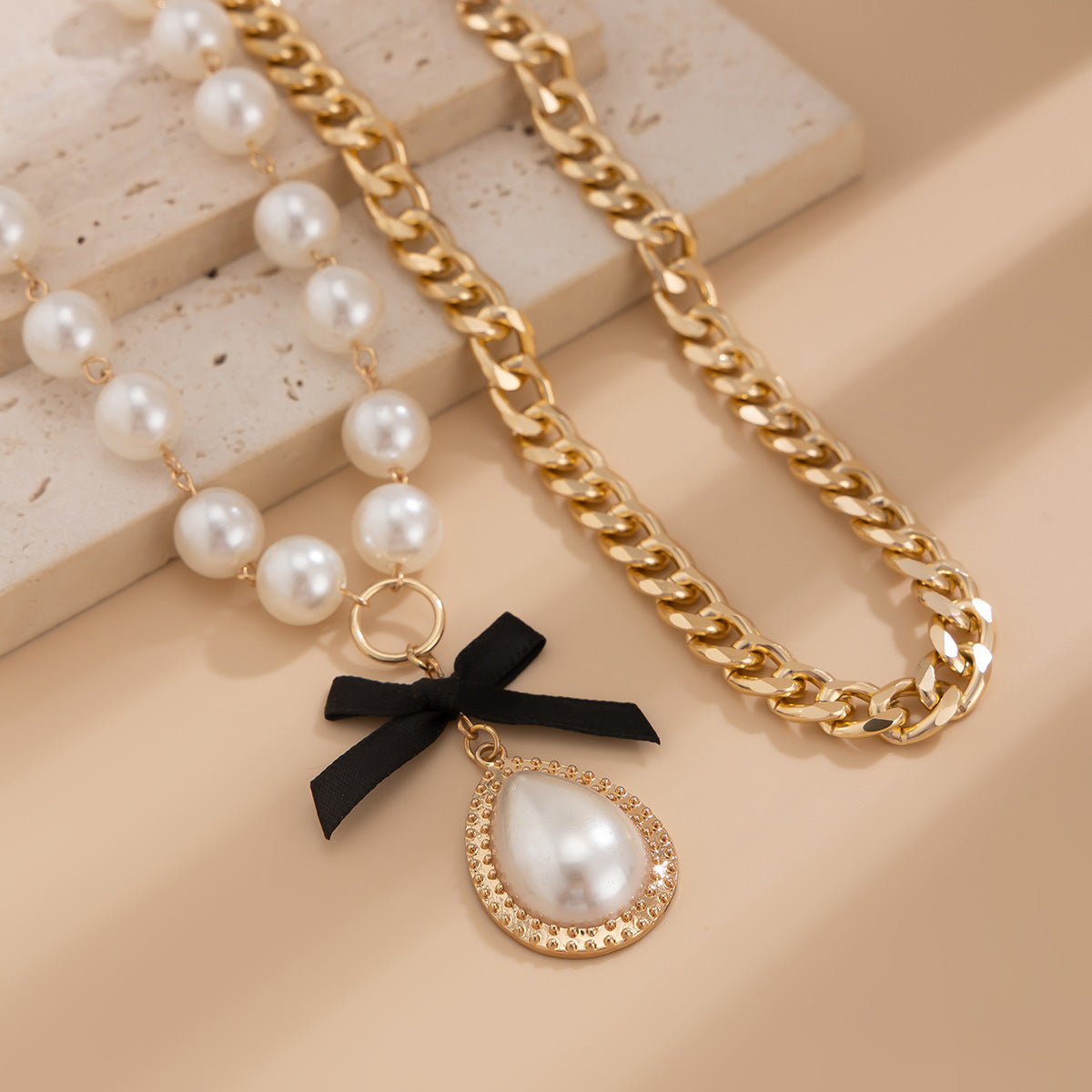 Pearl Pendant Stacked Women's Necklace