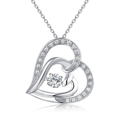 S925 Heart Pendant with Moissanite Diamonds Necklace for Women