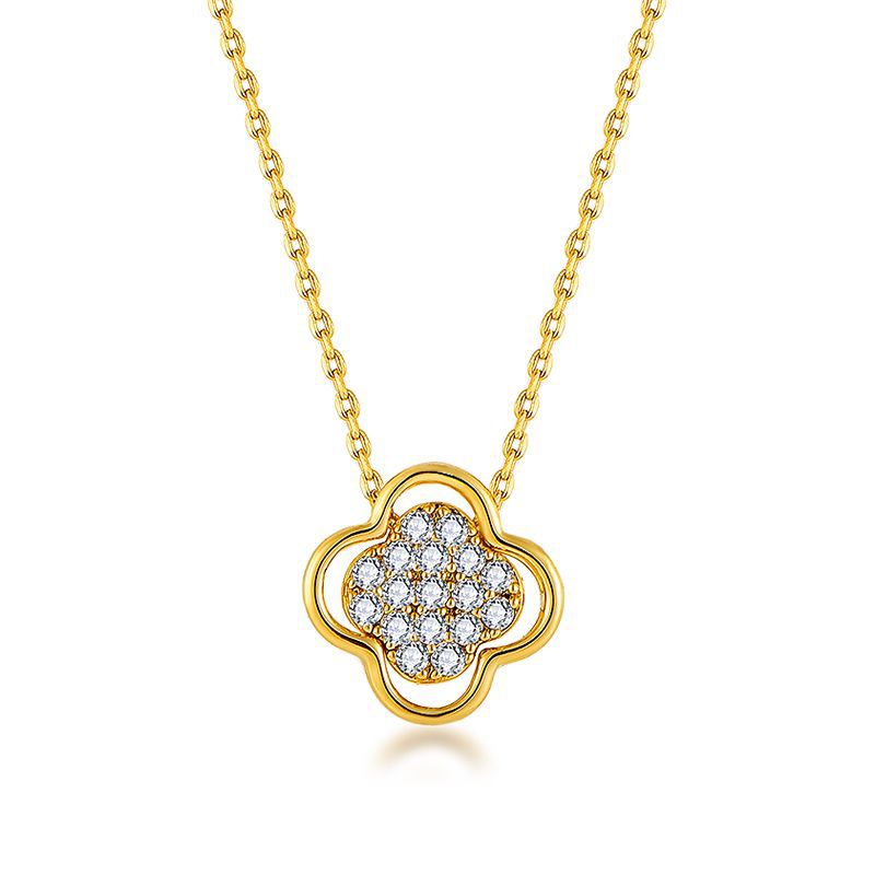 S925 Four-Leaf Clover Pendant with Moissanite Diamonds Women's Necklace