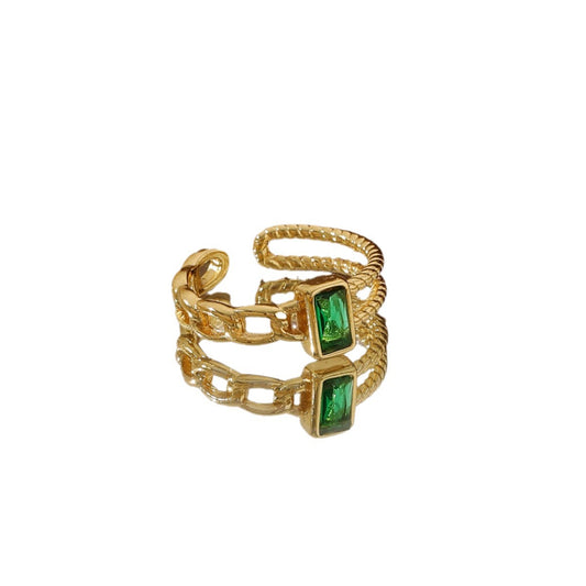 18K Gold Cuban Zirconia Women's Ring