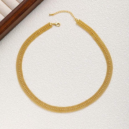 18K Gold Cuban Plain Chain Necklaces for Women