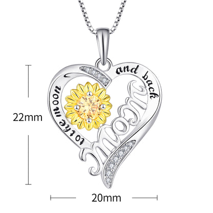 S925 Heart Pendant with Moissanite Diamonds Necklace for Women(Gift for Mom）