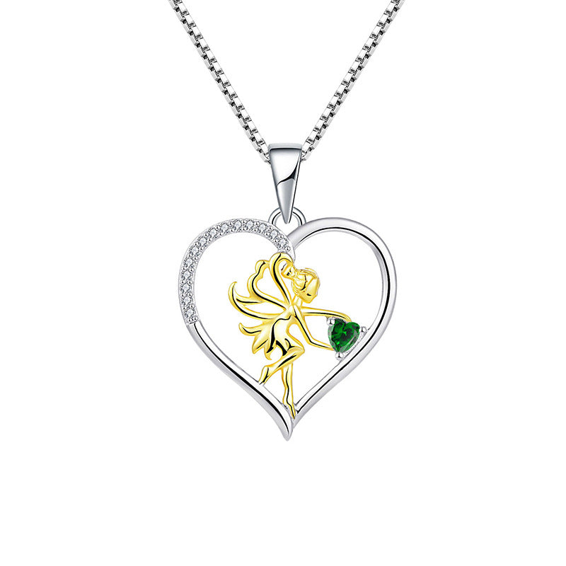 S925 Heart Pendant Zirconia Set Necklace for Women