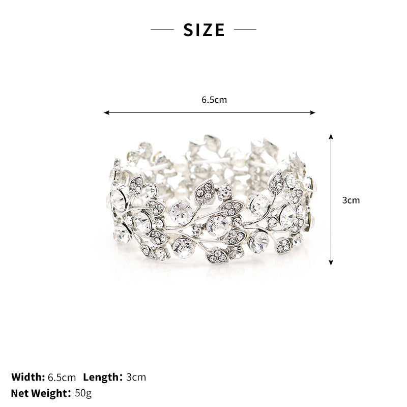 Leaf Shape Crystal Bracelet for Women