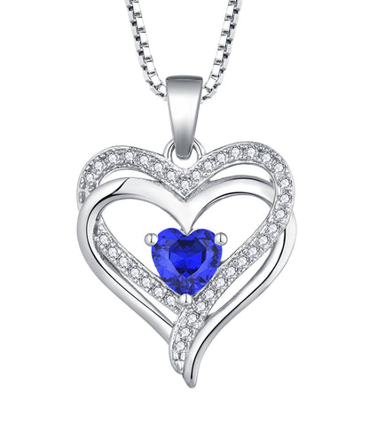 S925 Heart Pendant with Heart Stone Necklace for Women