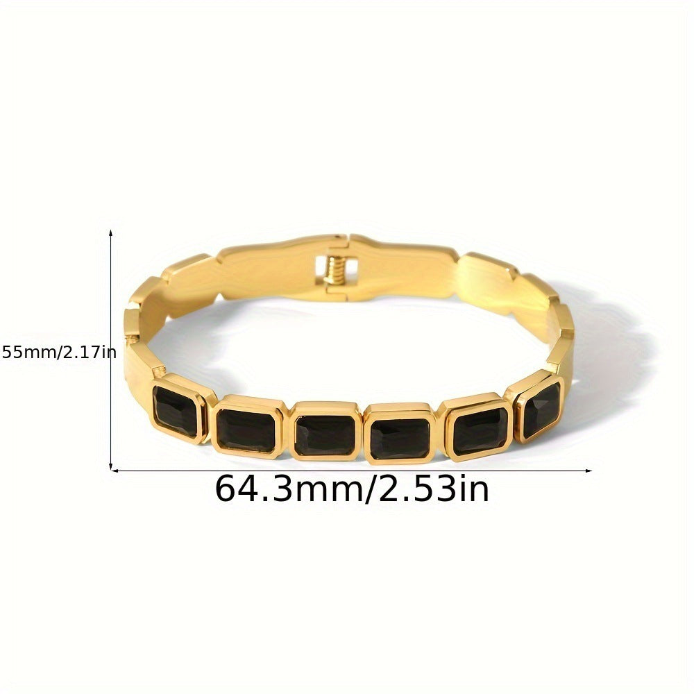 18K Gold Geometric Shape Gemstone Women's Bracelet