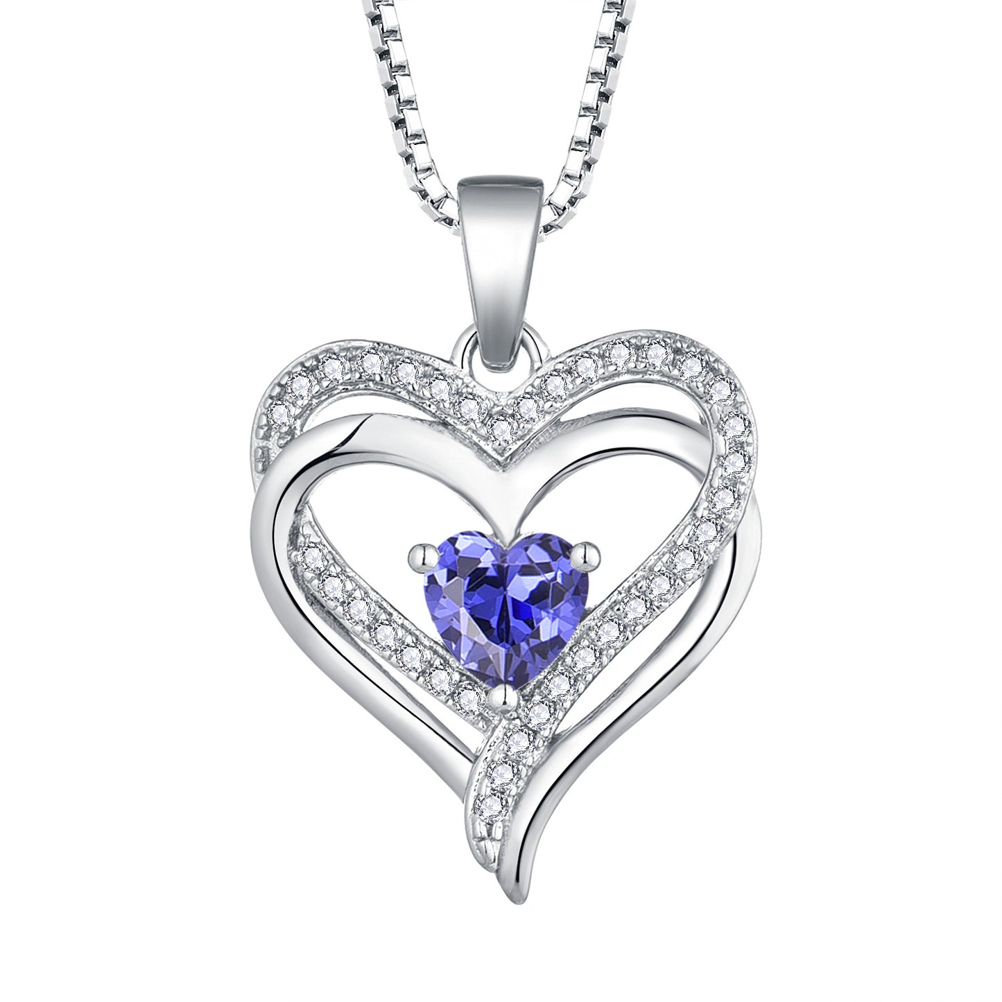 S925 Heart Pendant with Heart Stone Necklace for Women