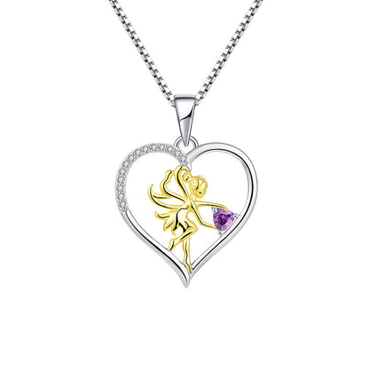 S925 Heart Pendant Zirconia Set Necklace for Women