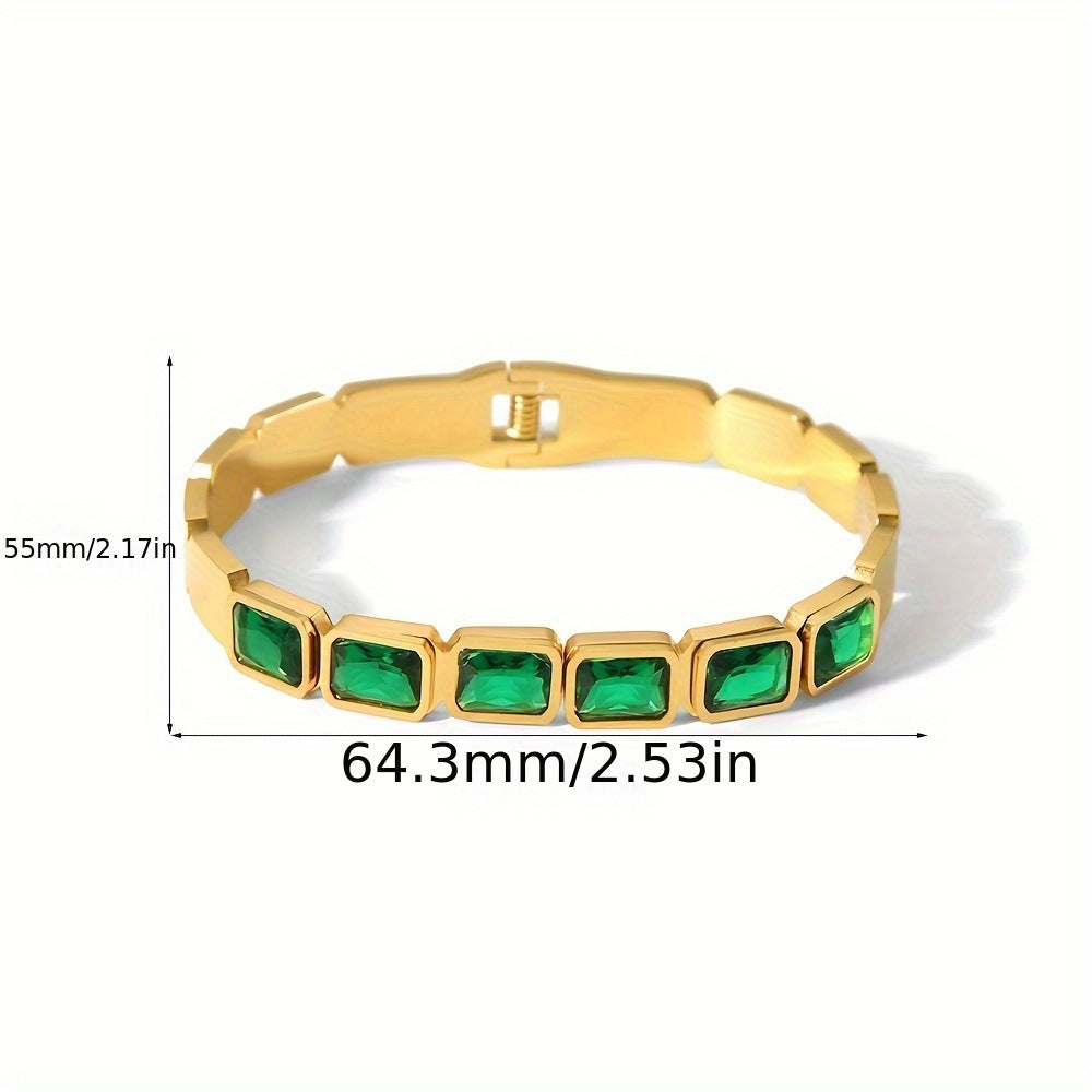 18K Gold Geometric Shape Gemstone Women's Bracelet