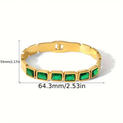 18K Gold Geometric Shape Gemstone Women's Bracelet