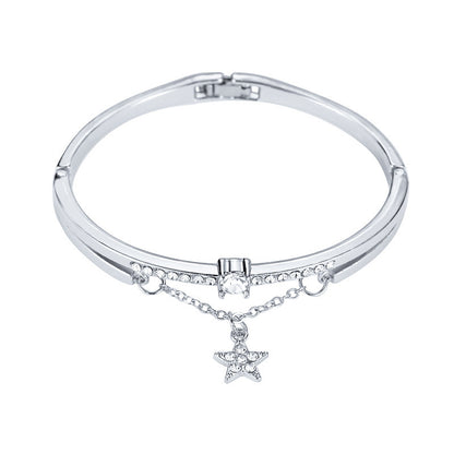 Star Pendant with Moissanite Diamonds Bracelet for Women