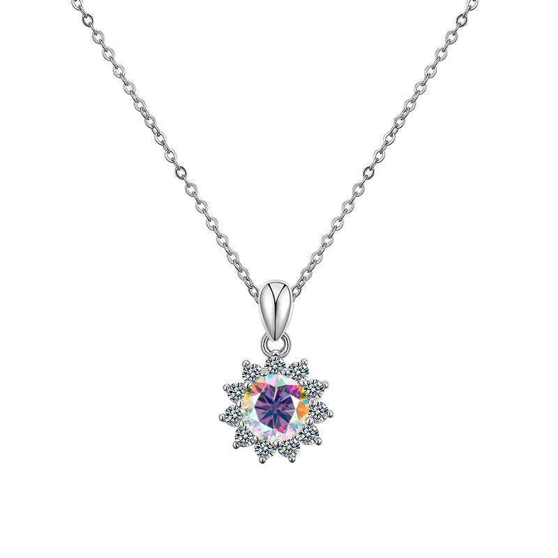 S925 sterling silver with moissanite diamonds pendant women's necklace