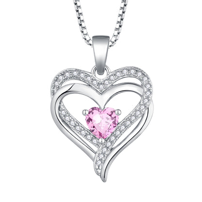 S925 Heart Pendant with Heart Stone Necklace for Women