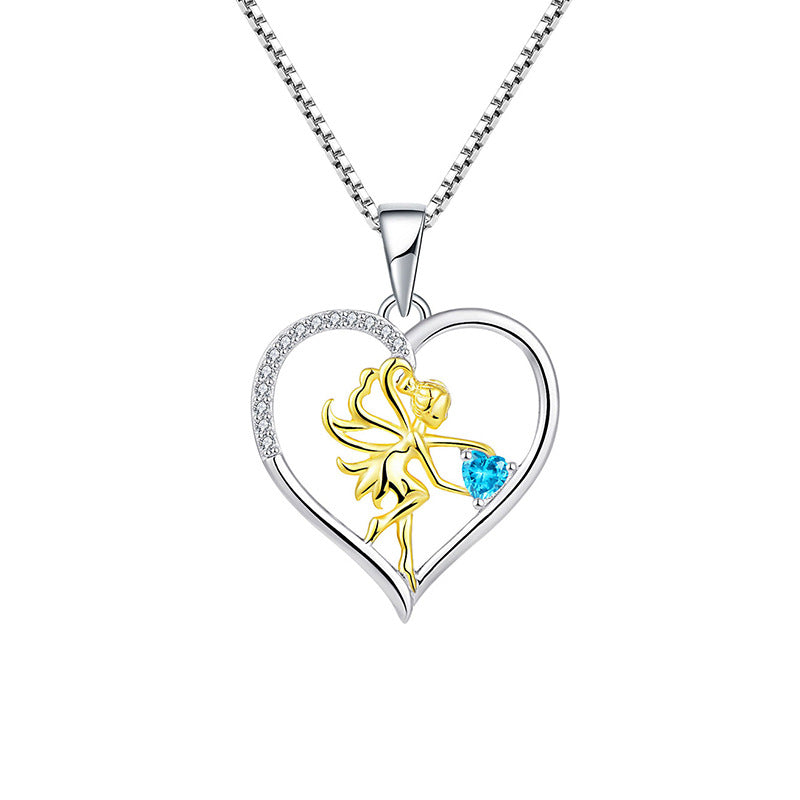 S925 Heart Pendant Zirconia Set Necklace for Women