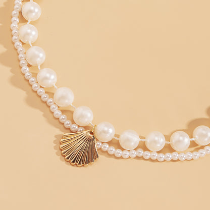 Scallop Pendant Women's Pearl Necklace