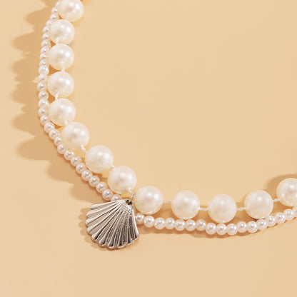 Scallop Pendant Women's Pearl Necklace