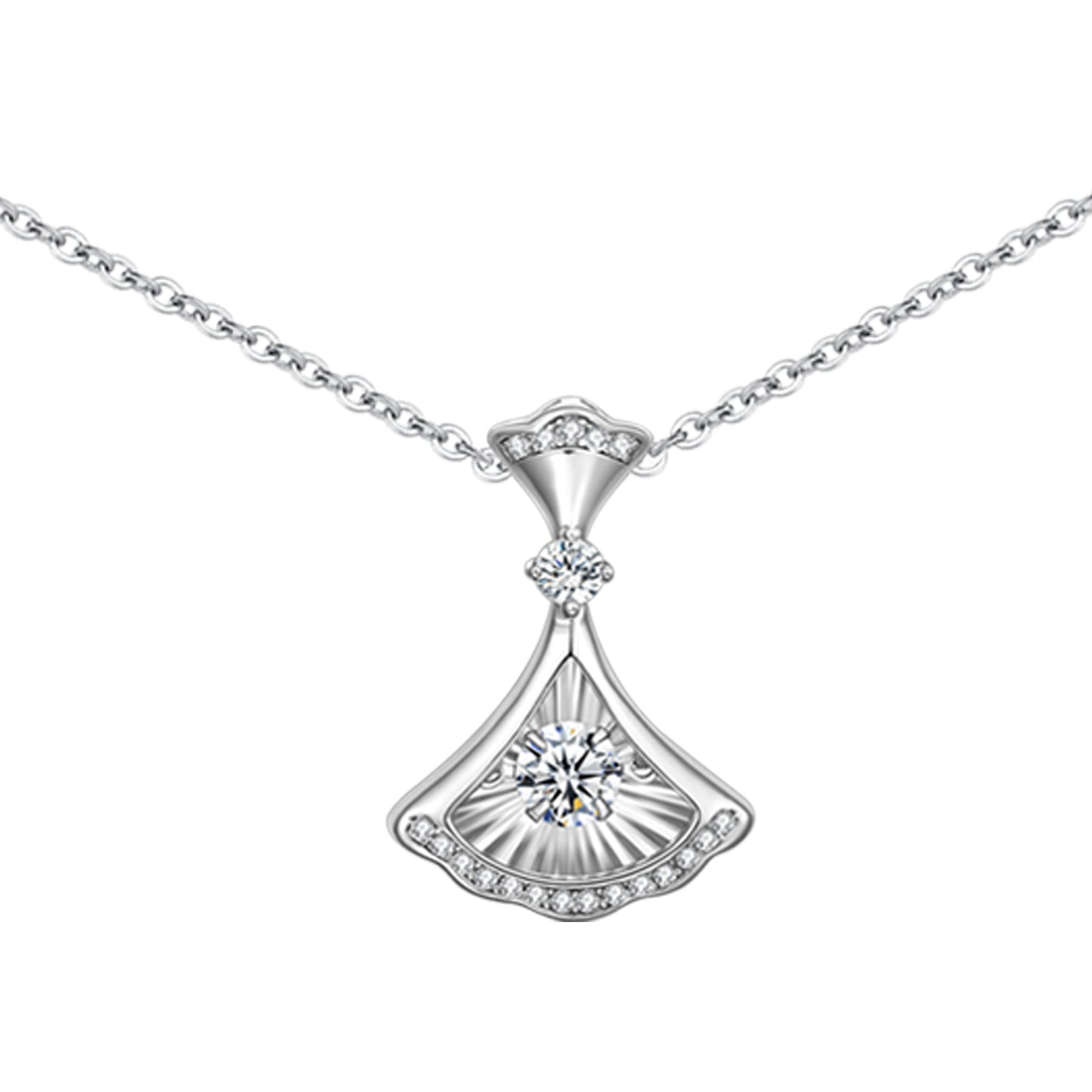 PERDEER S925 Diamonds Fan Necklace For Women