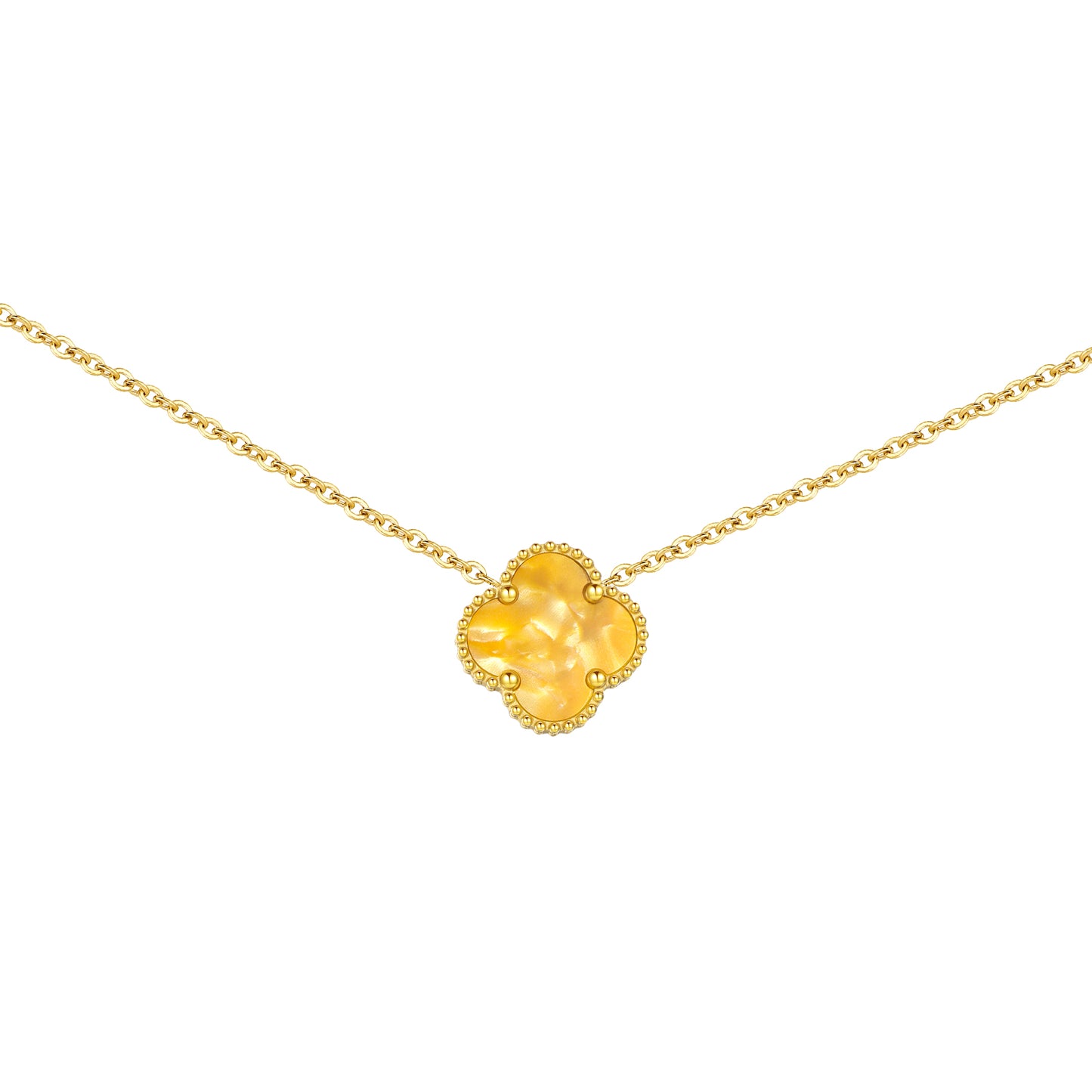 Collier pour femme en or 18 carats avec trèfle à quatre feuilles