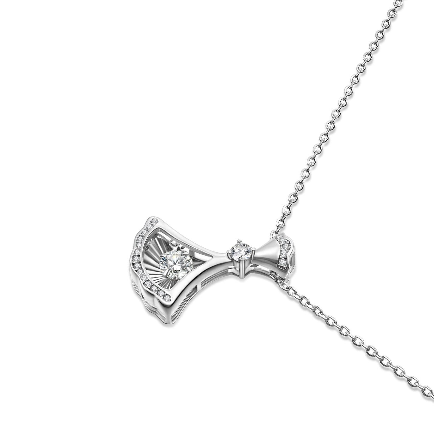 PERDEER S925 Diamonds Fan Necklace For Women