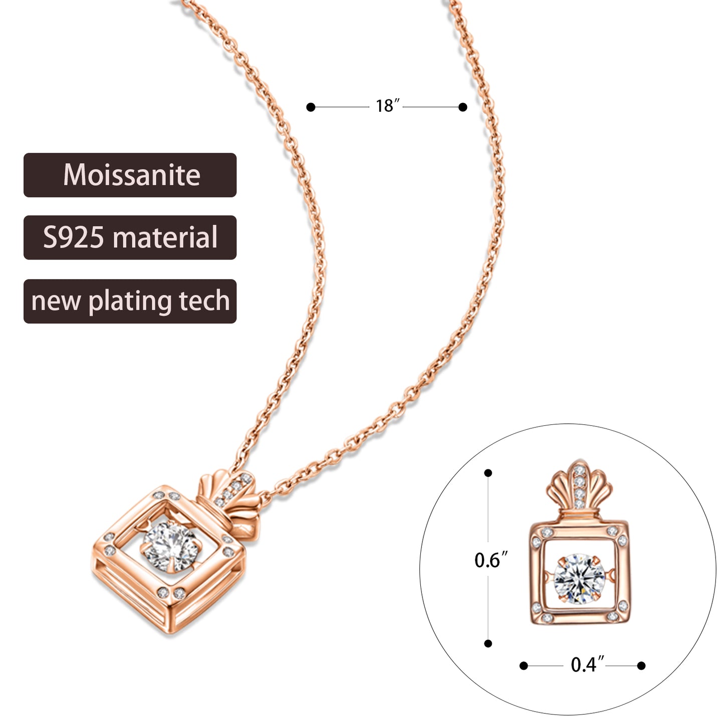 PERDEER S925 Diamonds Perfume Bottle Necklaces For Women