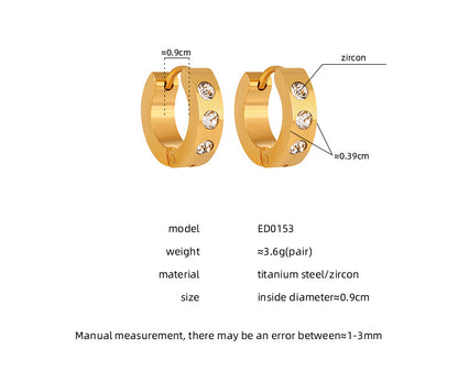 Three Diamonds Gold Earrings for Women