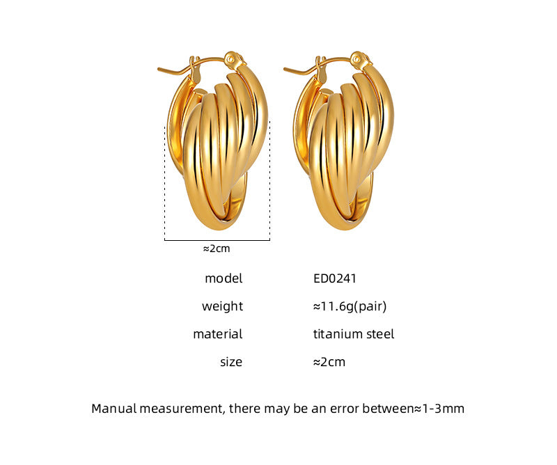 Möbius Ring Gold Earrings for Women