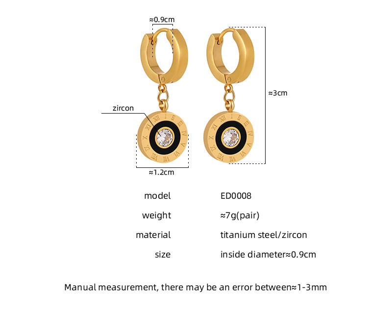 Roman Numerals Gold Earrings for Women