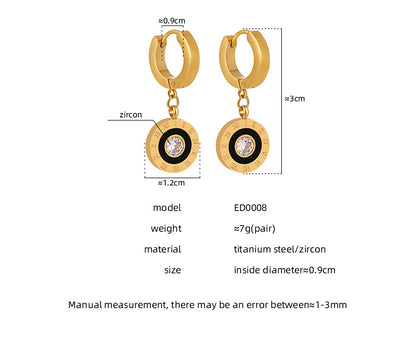 Roman Numerals Gold Earrings for Women