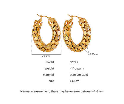 Skeleton Round Piece Gold Earrings for Women