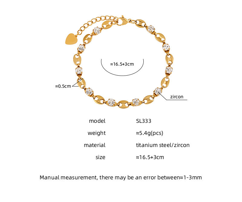 Double circle series gold bracelet for women