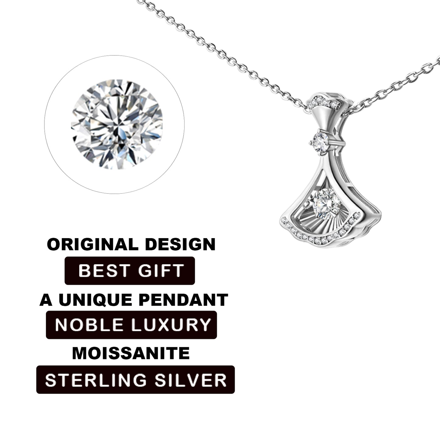 PERDEER S925 Diamonds Fan Necklace For Women